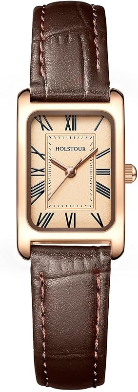 HOLSTOUR Watches Leather Rectangular Resistant